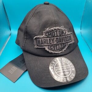 Harley-Davidson Mens Large-XL Black Stretch-Fit Hat Cap